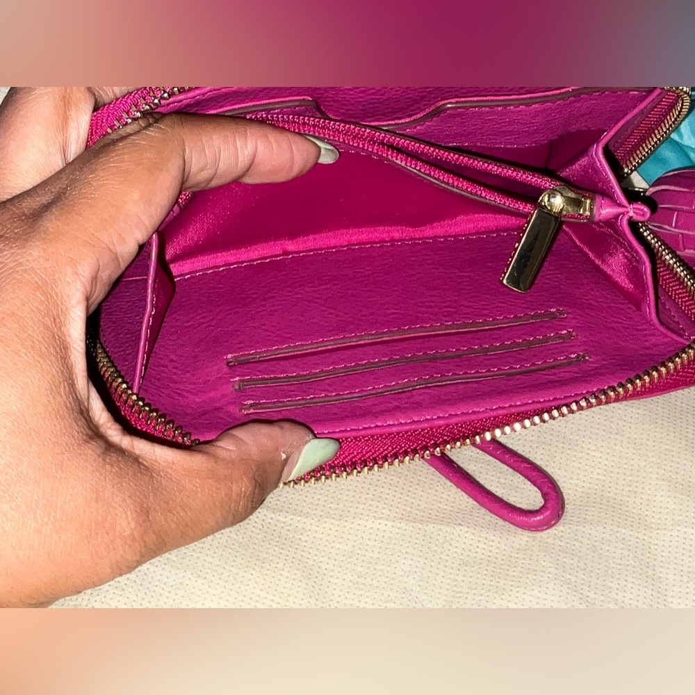 Tory Burch Thea Smartphone Wristlet Wildberry Pink Leather Wallet EUC hot pink - Picture 10 of 10